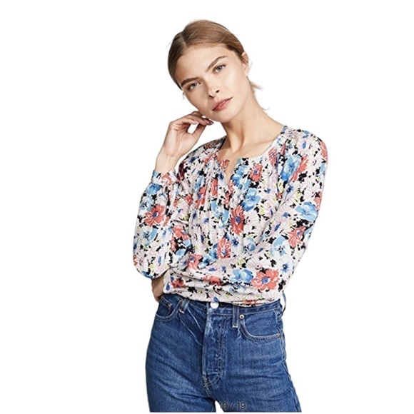 Veronica Beard - Madge Button Front Silk Floral High Neck Blouse Sz 4 - Picture 1 of 11